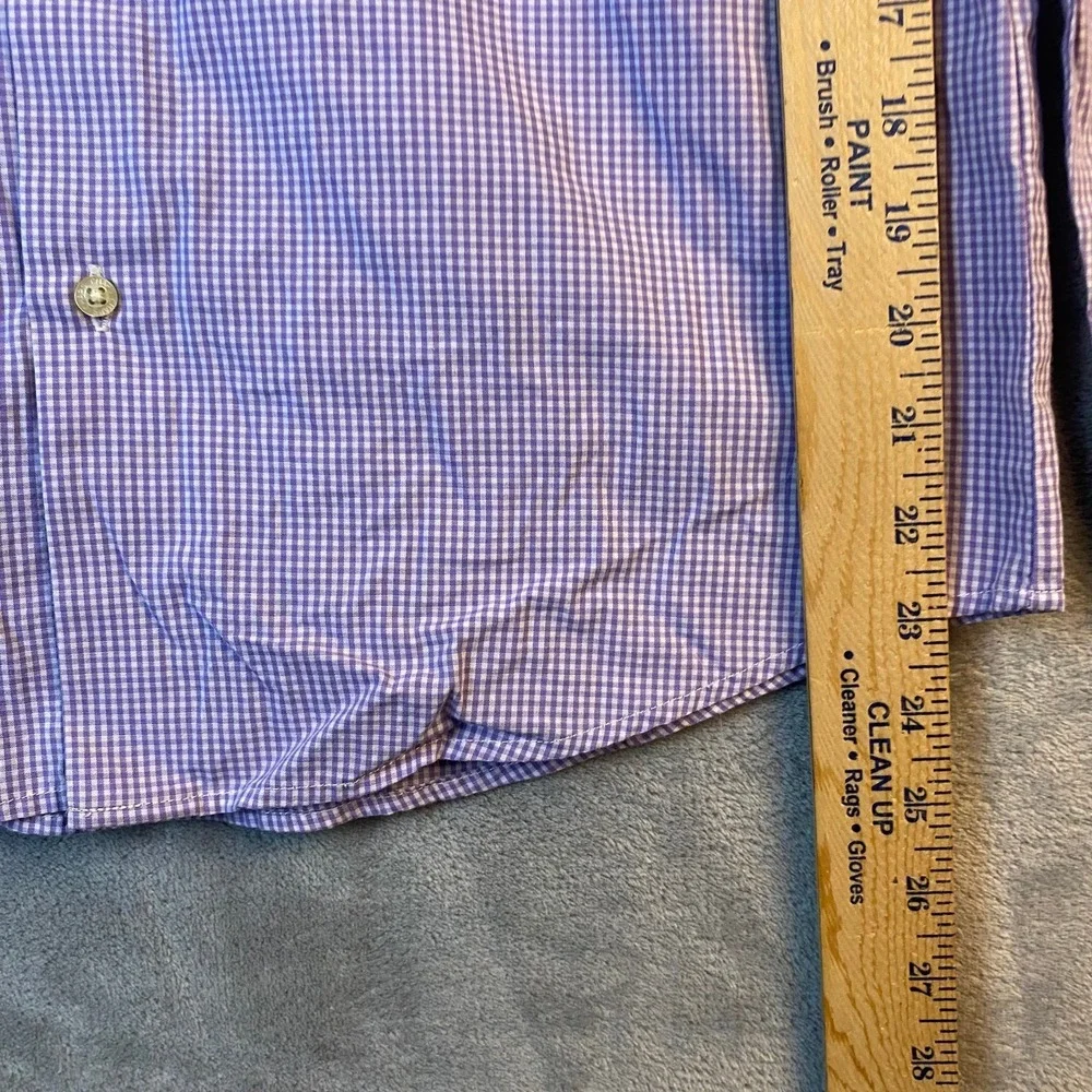 Chaps Boys Large 14-16 Button Down Shirt Purple White Gingham Long Sleeve